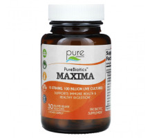 Пребиотики и пробиотики Pure Essence, PureBiotics, Maxima, 100 млрд, 30 веганских капсул с отсроченным высвобождением