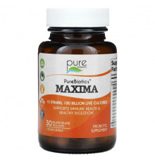 Пребиотики и пробиотики Pure Essence, PureBiotics, Maxima, 100 млрд, 30 веганских капсул с отсроченным высвобождением