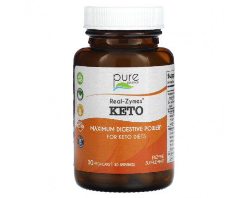 Для пищеварительной системы Pure Essence, Real-Zymes, кето, 30 растительных капсул Для пищеварительной системы Pure Essence, Real-Zymes, кето, 30 растительных капсул