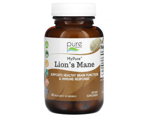 Грибы Pure Essence, MyPure, Львиная грива, 30 растительных капсул Грибы Pure Essence, MyPure, Львиная грива, 30 растительных капсул