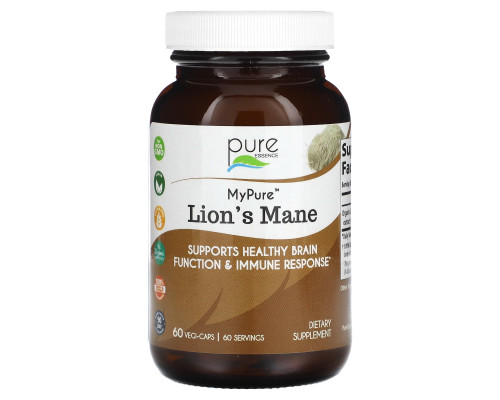 Pure Essence, My Pure, Львиная грива, 60 растительных капсул Pure Essence, My Pure, Львиная грива, 60 растительных капсул