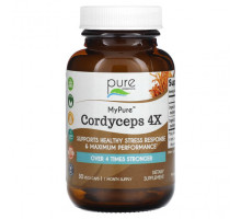 Грибы Pure Essence, MyPure, кордицепс 4X, 30 растительных капсул