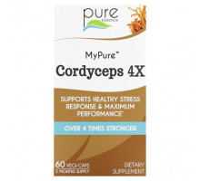 Грибы Pure Essence, MyPure, кордицепс 4X, 60 капсул в растительной оболочке