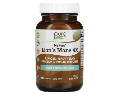 Pure Essence, MyPure, Lion's Mane 4X, 60 Vegi-Caps Pure Essence, MyPure, Lion's Mane 4X, 60 Vegi-Caps