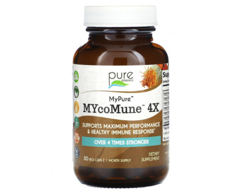 Грибы Pure Essence, MyPure, MYcoMune 4X, 30 растительных капсул Грибы Pure Essence, MyPure, MYcoMune 4X, 30 растительных капсул