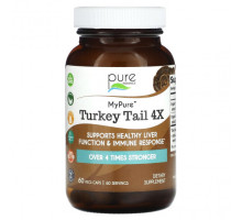 Грибы My Pure, Turkey Tail 4X, 60 Vegi-Caps