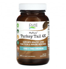 Грибы My Pure, Turkey Tail 4X, 60 Vegi-Caps