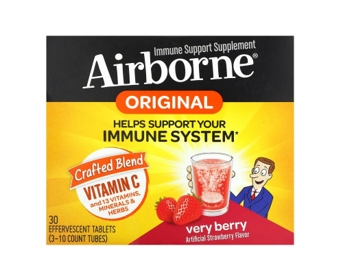 AirBorne, Immune Support Supplement, Very Berry, 3 Tubes, 10 Effervescent Tablets Each AirBorne, Immune Support Supplement, Very Berry, 3 Tubes, 10 Effervescent Tablets Each