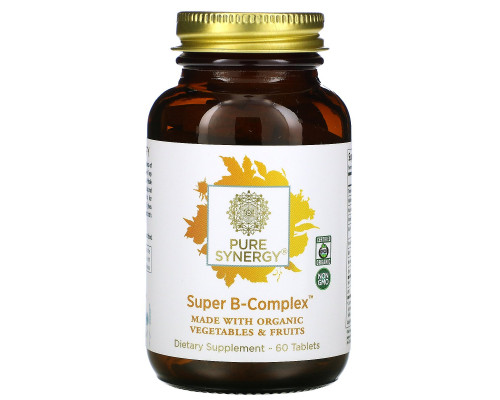 Pure Synergy Органический витаминный супер B-комплекс 60 растительных таблеток Pure Synergy Органический витаминный супер B-комплекс 60 растительных таблеток