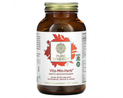 Мужское здоровье Pure Synergy, Vita·Min·Herb, мультивитамины для мужчин, 120 таблеток Мужское здоровье Pure Synergy, Vita·Min·Herb, мультивитамины для мужчин, 120 таблеток