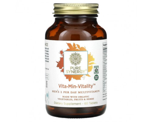 Мужское здоровье Pure Synergy, Vita-Min-Vitality для мужчин, 60 таблеток Мужское здоровье Pure Synergy, Vita-Min-Vitality для мужчин, 60 таблеток