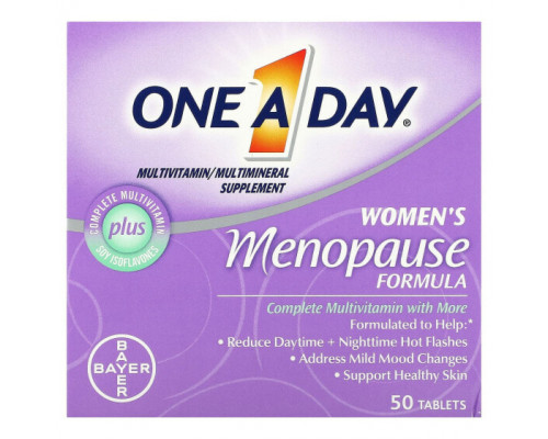 Женское здоровье One-A-Day, Формула для женщин при менопаузе, мультивитаминная / мультиминеральная добавка, 50 таблеток Женское здоровье One-A-Day, Формула для женщин при менопаузе, мультивитаминная / мультиминеральная добавка, 50 таблеток