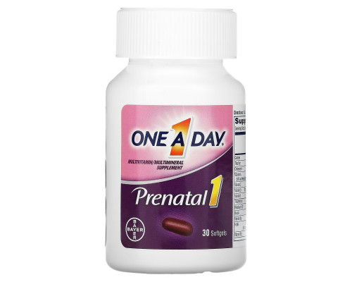 One-A-Day, Prenatal 1 with Folic Acid, DHA & Iron, Multivitamin/Multimineral Supplement, 30 Softgels One-A-Day, Prenatal 1 with Folic Acid, DHA & Iron, Multivitamin/Multimineral Supplement, 30 Softgels