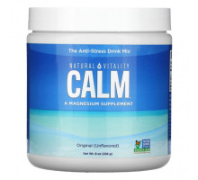 Магний Natural Vitality, CALM, антистрессовая смесь для напитков, без добавок, 226 г (8 унций)