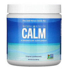 Магний Natural Vitality, CALM, антистрессовая смесь для напитков, без добавок, 226 г (8 унций)