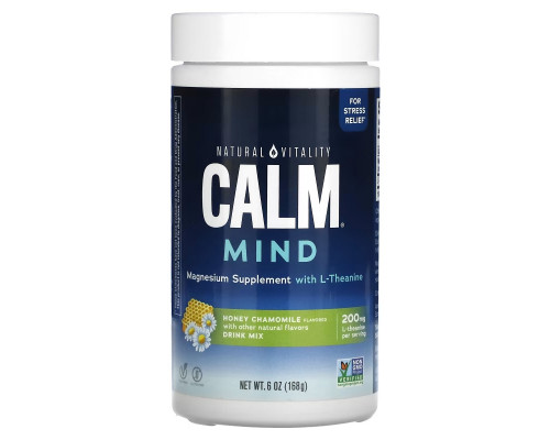 Natural Vitality, CALM Mind, Magnesium Supplement with L-Theanine Drink Mix, Honey Chamomile, 6 oz (168 g) Natural Vitality, CALM Mind, Magnesium Supplement with L-Theanine Drink Mix, Honey Chamomile, 6 oz (168 g)
