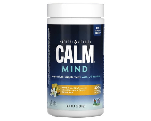 Natural Vitality, CALM Mind, Magnesium Supplement with L-Theanine Drink Mix, Honey Vanilla, 6 oz (168 g) Natural Vitality, CALM Mind, Magnesium Supplement with L-Theanine Drink Mix, Honey Vanilla, 6 oz (168 g)