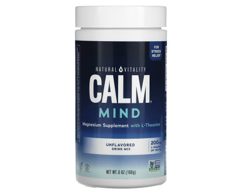 Natural Vitality, CALM Mind, Magnesium Supplement with L-Theanine Drink Mix, Unflavored, 6 oz (168 g) Natural Vitality, CALM Mind, Magnesium Supplement with L-Theanine Drink Mix, Unflavored, 6 oz (168 g)