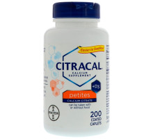 Citracal, Bayer, цитрат кальция + D3, маленькие таблетки, 200 таблеток, покрытых оболочкой
