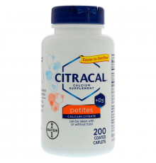 Citracal, Bayer, цитрат кальция + D3, маленькие таблетки, 200 таблеток, покрытых оболочкой