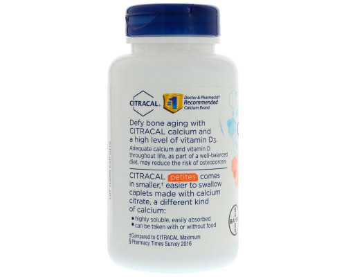 Citracal, Bayer, цитрат кальция + D3, маленькие таблетки, 200 таблеток, покрытых оболочкой Citracal, Bayer, цитрат кальция + D3, маленькие таблетки, 200 таблеток, покрытых оболочкой