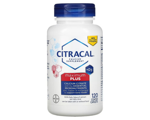 Citracal, Calcium Supplement + D3, Maximum Plus, 120 Coated Caplets Citracal, Calcium Supplement + D3, Maximum Plus, 120 Coated Caplets