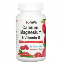Yum-Vs, Calcium, Magnesium & Vitamin D, Raspberry, 90 Gummies