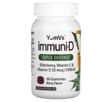 YumV's, Elderberry, Vitamin C & Vitamin D, Triple Defense, Berry Flavor, 25 mcg (1,000 IU), 60 Gummies