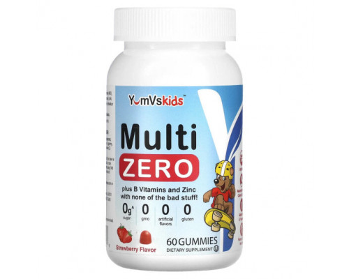 Витаминно-минеральные комплексы YumV's, Для детей, Multi Zero, клубника, 60 жевательных таблеток Витаминно-минеральные комплексы YumV's, Для детей, Multi Zero, клубника, 60 жевательных таблеток