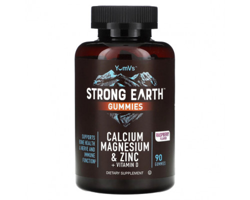 Кальций YumV's, Жевательные мармеладки Strong Earth, кальций, магний и цинк + витамин D, малина, 90 жевательных таблеток Кальций YumV's, Жевательные мармеладки Strong Earth, кальций, магний и цинк + витамин D, малина, 90 жевательных таблеток
