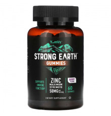 Цинк YumV's, Strong Earth, жевательные мармеладки, цинк, максимальная сила действия, ягоды, 25 мг, 60 жевательных таблеток