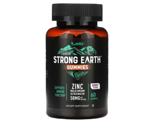 Цинк YumV's, Strong Earth, жевательные мармеладки, цинк, максимальная сила действия, ягоды, 25 мг, 60 жевательных таблеток Цинк YumV's, Strong Earth, жевательные мармеладки, цинк, максимальная сила действия, ягоды, 25 мг, 60 жевательных таблеток