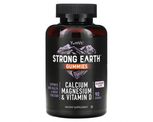 Кальций YumV's, Strong Earth, жевательные мармеладки с кальцием, магнием и витамином D, малина, 90 жевательных таблеток Кальций YumV's, Strong Earth, жевательные мармеладки с кальцием, магнием и витамином D, малина, 90 жевательных таблеток