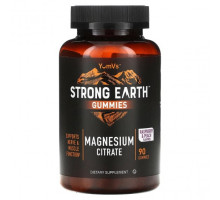Магний YumV's, Жевательные мармеладки Strong Earth, цитрат магния, малина и персик, 90 жевательных таблеток