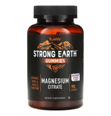 Магний YumV's, Жевательные мармеладки Strong Earth, цитрат магния, малина и персик, 90 жевательных таблеток