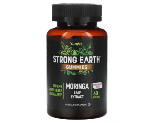 Суперфуды YumV's, Strong Earth Gummies, экстракт листьев моринги, клубника, 2000 мг, 60 жевательных таблеток Суперфуды YumV's, Strong Earth Gummies, экстракт листьев моринги, клубника, 2000 мг, 60 жевательных таблеток
