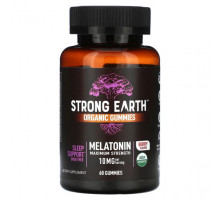 БАДы YumV's, Органические жевательные мармеладки Strong Earth, мелатонин, максимальная сила действия, ягоды, 5 мг, 60 жевательных таблеток