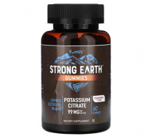 Калий YumV's, Strong Earth, жевательные таблетки, цитрат калия, клубника, 49,5 мг, 60 жевательных таблеток