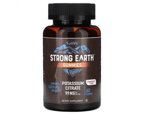 Калий YumV's, Strong Earth, жевательные таблетки, цитрат калия, клубника, 49,5 мг, 60 жевательных таблеток Калий YumV's, Strong Earth, жевательные таблетки, цитрат калия, клубника, 49,5 мг, 60 жевательных таблеток
