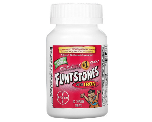 Flintstones, Детские мультивитамины с железом, фруктовый вкус 60 жевательных таблеток Flintstones, Детские мультивитамины с железом, фруктовый вкус 60 жевательных таблеток