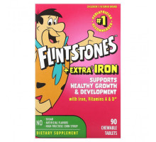 Детское здоровье Flintstones, Мультивитамины для детей, с дополнительным содержанием железа, 90 жевательных таблеток