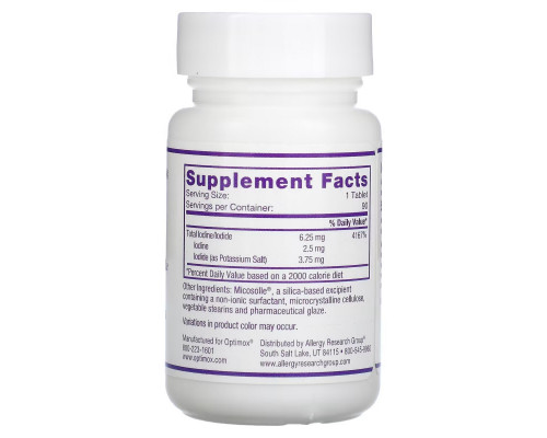 Optimox Corporation, Iodoral, IOD, 6.25 mg, 90 Scored Tablets Optimox Corporation, Iodoral, IOD, 6.25 mg, 90 Scored Tablets