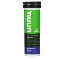 Nuun, Hydration, Vitamins + Caffeine, Effervescent Vitamin Supplement, Blackberry Citrus, 12 Tablets