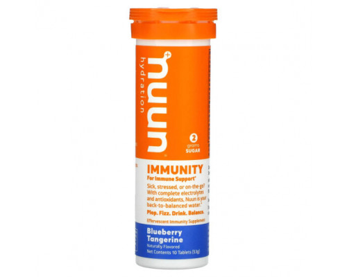 БАДы для укрепления иммунитета Nuun, Hydration, Immunity, шипучая добавка для иммунитета, голубика и мандарин, 10 таблеток БАДы для укрепления иммунитета Nuun, Hydration, Immunity, шипучая добавка для иммунитета, голубика и мандарин, 10 таблеток