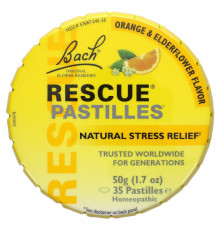 Для нервной системы Bach, Original Flower Remedies, Rescue Pastilles, натуральное средство от стресса, апельсин и бузина, 35 пастилок, 50 г (1,7 унции)