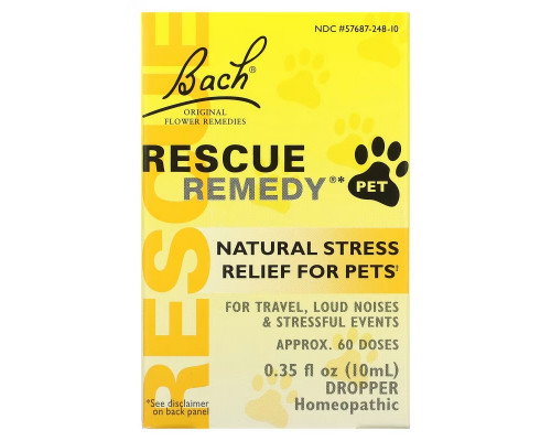 Bach, Original Flower Remedies, Rescue Remedy Pet, Natural Stress Relief, Dropper, 0.35 fl oz (10 ml) Bach, Original Flower Remedies, Rescue Remedy Pet, Natural Stress Relief, Dropper, 0.35 fl oz (10 ml)