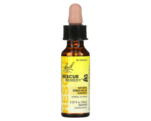 Bach, Original Flower Remedies, Rescue Remedy Pet, Natural Stress Relief, Dropper, 0.35 fl oz (10 ml) Bach, Original Flower Remedies, Rescue Remedy Pet, Natural Stress Relief, Dropper, 0.35 fl oz (10 ml)