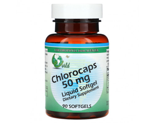 Хлорофилл World Organic, Chlorocaps, 50 мг, 90 капсул Хлорофилл World Organic, Chlorocaps, 50 мг, 90 капсул