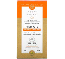Enzymedica, Aqua Biome, рыбий жир + куркумин Meriva, лимонный вкус, 60 гелевых капсул