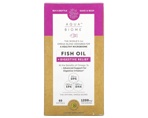 Enzymedica, Aqua Biome, рыбий жир + здоровье кишечника, лимонный вкус, 60 гелевых капсул Enzymedica, Aqua Biome, рыбий жир + здоровье кишечника, лимонный вкус, 60 гелевых капсул